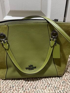 Coach Green Leather & Suede Tote